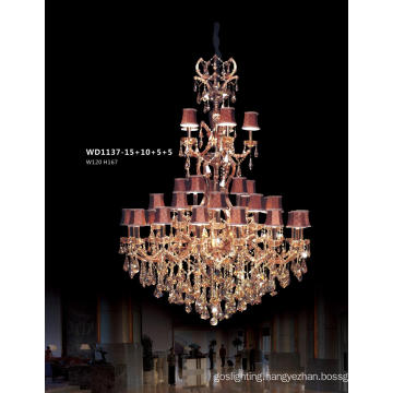 Luxury 5 Star Hotel Large Brass Crystal Chandelier Pendant Lighting (WD1137-15+10+5+5)